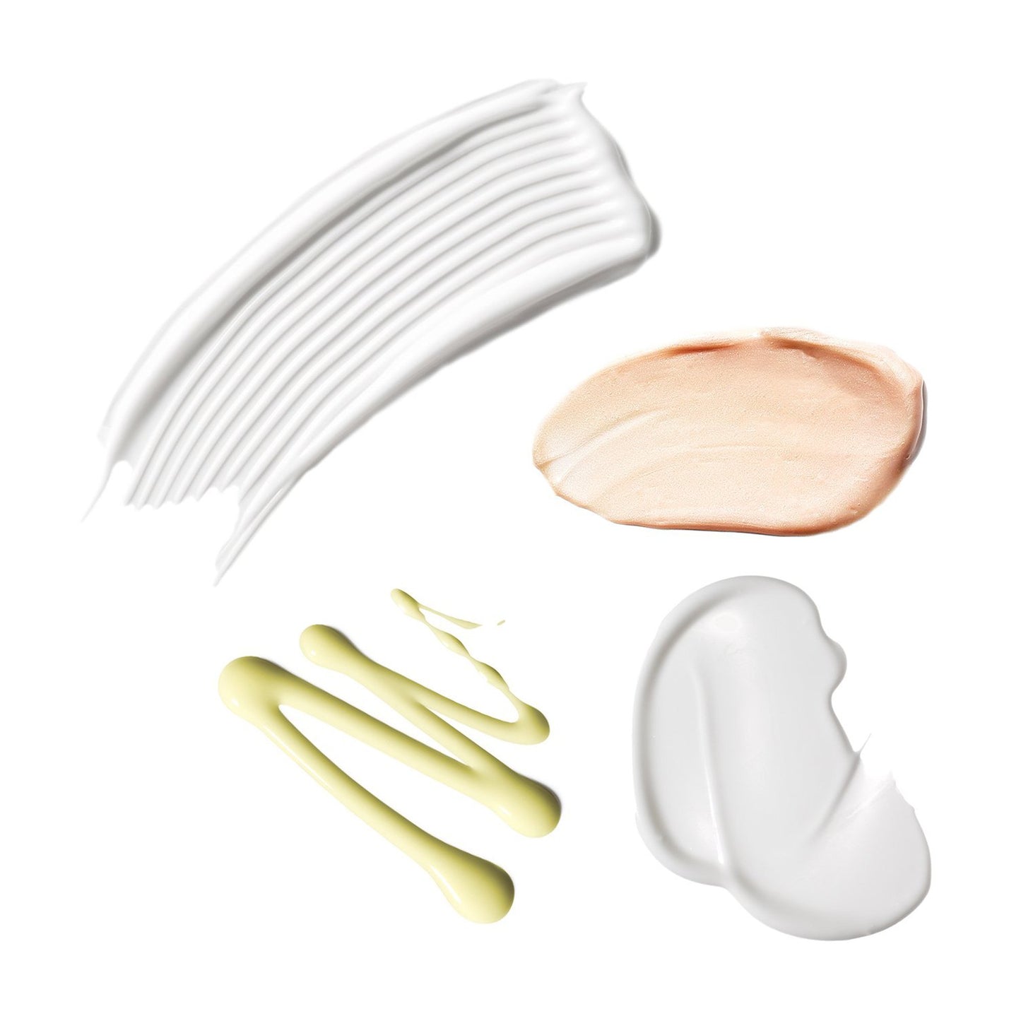 Product formula swatches showing the texture of each kit component in a different position.