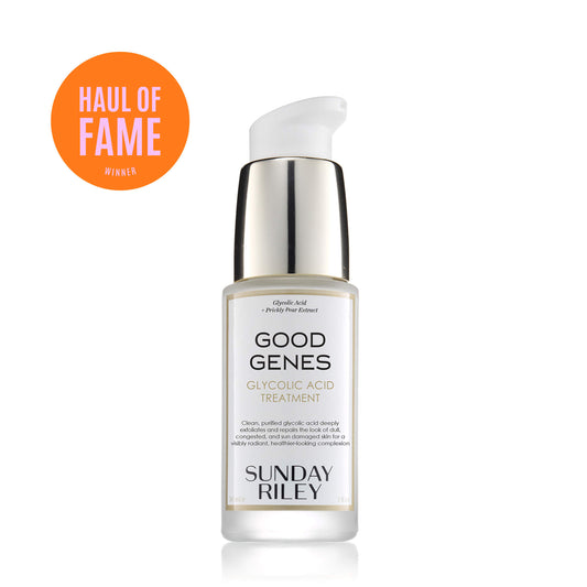 Good Genes Glycolic 30ml pack shot with award tag