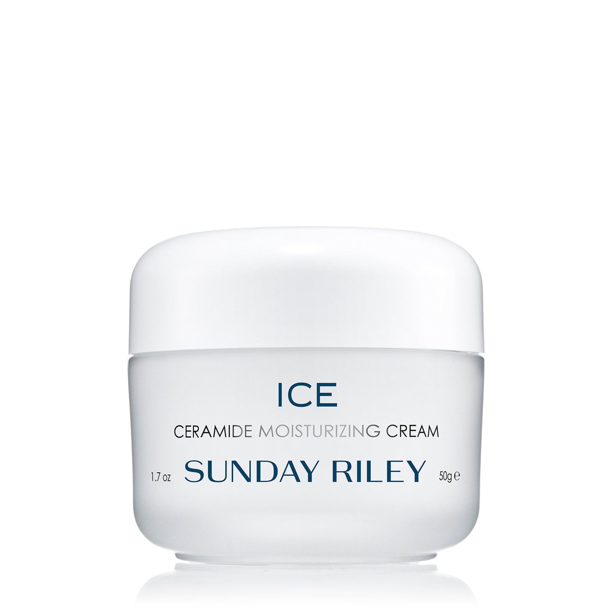 Ice Ceramide Moisturizing Cream, packaged in white frosted glass jar with white lid Edit alt text
