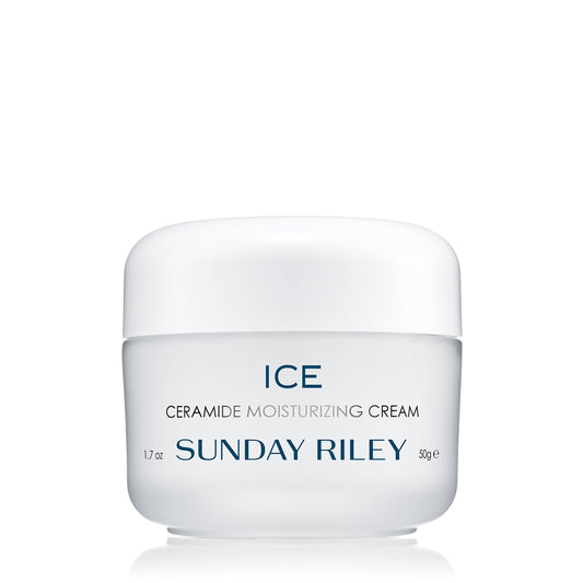 Ice Ceramide Moisturizing Cream, packaged in white frosted glass jar with white lid Edit alt text